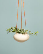 OVAL Ceramic Planter on Leather Strap (Beige) - Image 5
