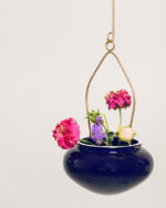 OVAL Ceramic Planter with Brass Hanger (Cobalt) - Image 2