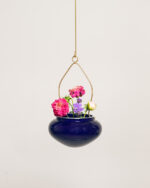 OVAL Ceramic Planter with Brass Hanger (Cobalt)