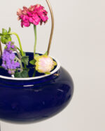 OVAL Ceramic Planter with Brass Hanger (Cobalt) - Image 3