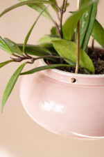 OVAL Ceramic Planter on Brass Hanger (Light Pink) - Image 2
