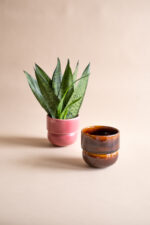 RUNO Set of Plant Pot Covers Size S + S (Dark Pink + Honey)