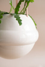 OVAL Ceramic Planter on Leather Strap (Beige) - Image 4
