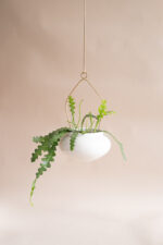 OVAL Ceramic Planter on Leather Strap (Beige) - Image 3