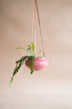OVAL hanging planter (dark pink) leather straps