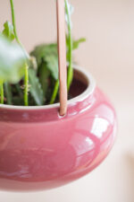 OVAL hanging planter (dark pink) leather straps - Image 2